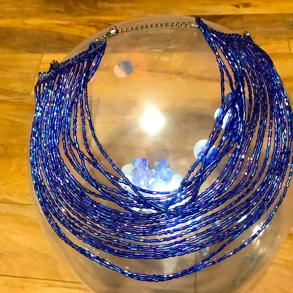 Vintage Multi Strand Beaded Choker  💙 - Picture 1 of 8